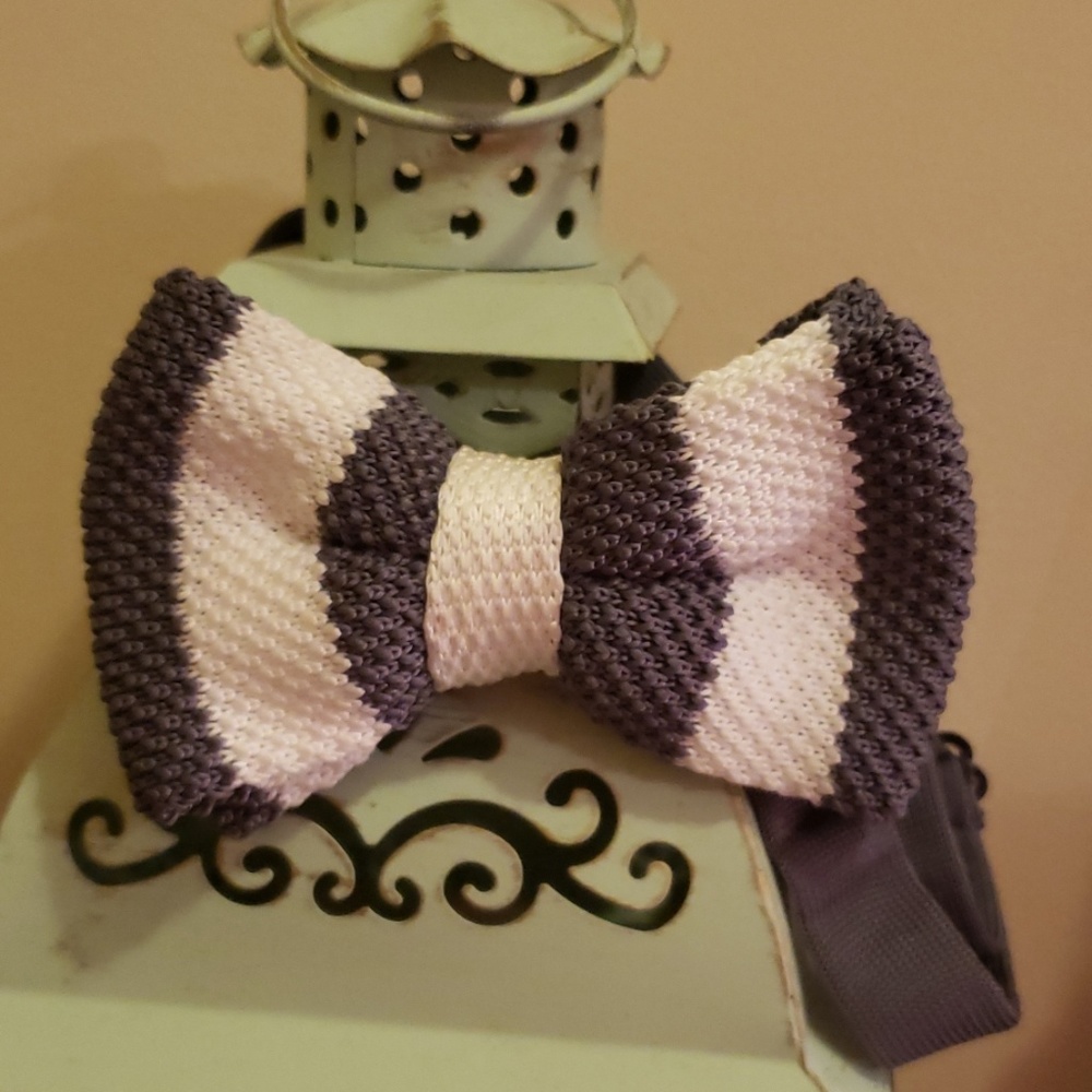 Boys/ men bowtie- white and charcoal